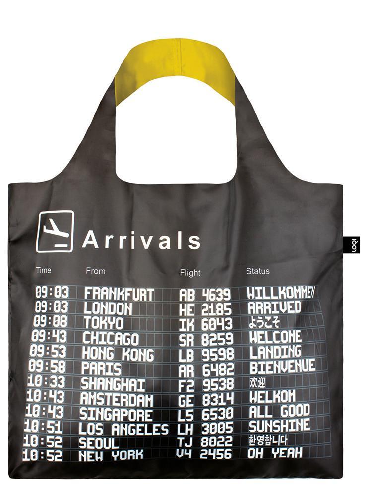 LOQI Airport Reusable Shopping Bags (Set of 3), Arrivals, Departures, Icons