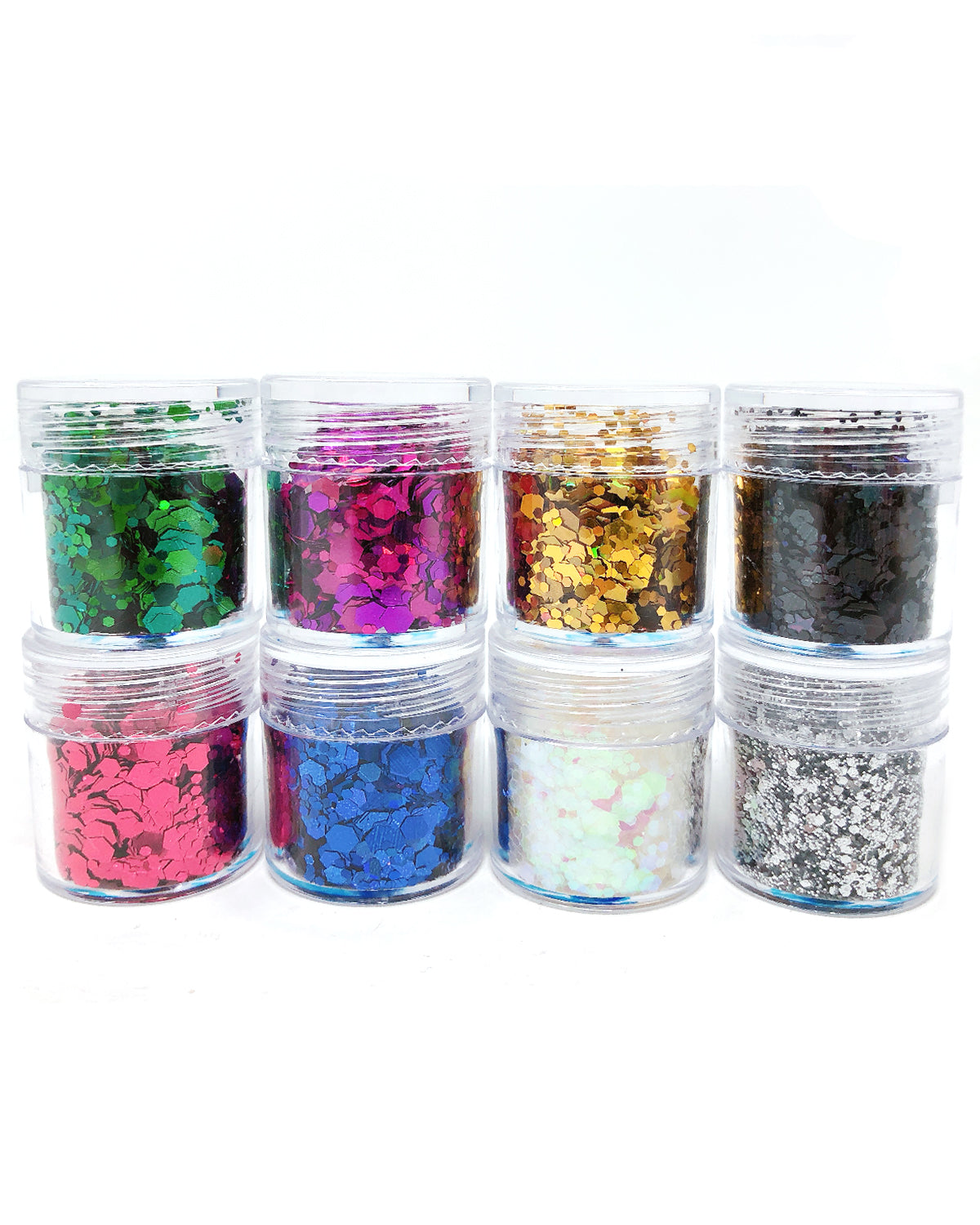 Wrapables Chunky Sparkling Glitter for Hair Face Makeup Nail Art Decoration (8 Colors), Rainbow Star Powder