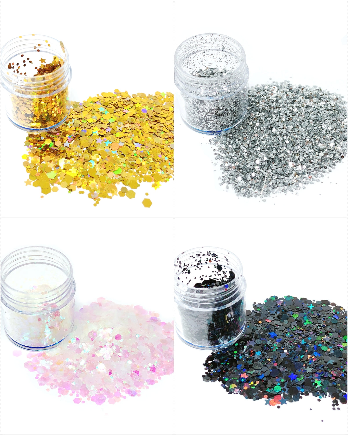 Wrapables Chunky Sparkling Glitter for Hair Face Makeup Nail Art Decoration (8 Colors), Rainbow Star Powder