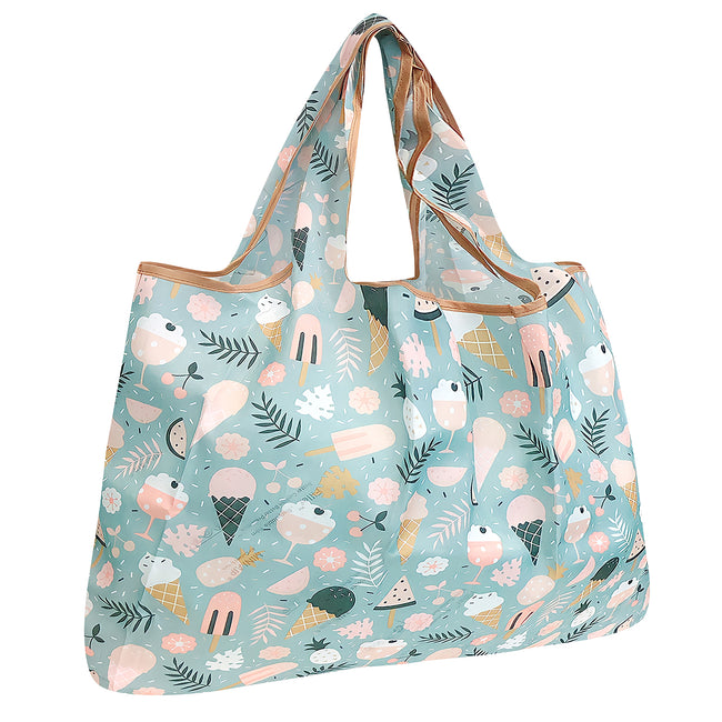 Wrapables Large Nylon Reusable Shopping Bag, Foldable Shopping Tote Bag, Reusable Grocery Bag, Travel Bag, Summer Treats