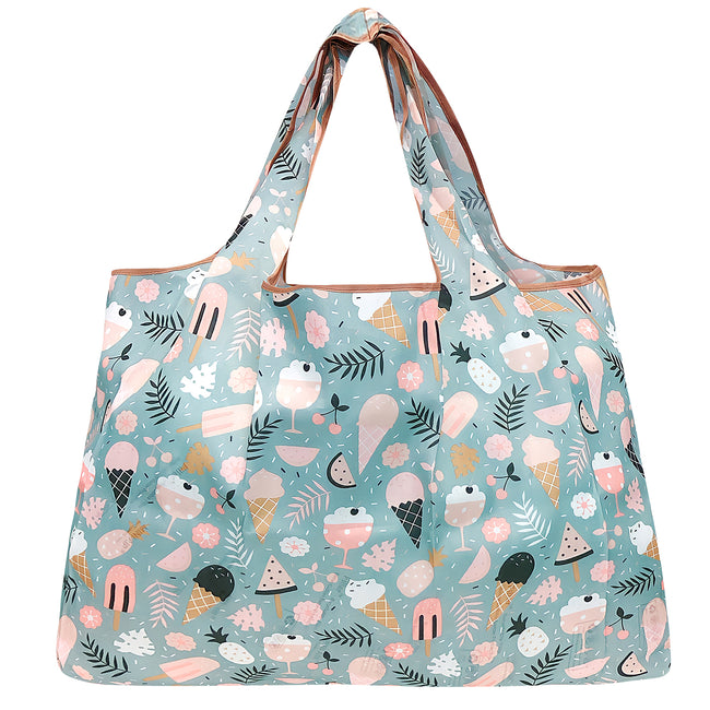 Wrapables Large Nylon Reusable Shopping Bag, Foldable Shopping Tote Bag, Reusable Grocery Bag, Travel Bag, Summer Treats