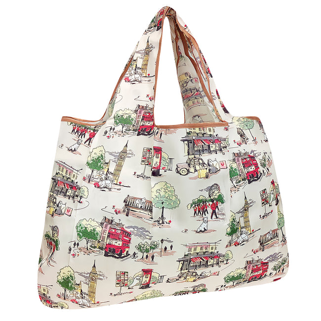 Wrapables Large Nylon Reusable Shopping Bag, Foldable Shopping Tote Bag, Reusable Grocery Bag, Travel Bag, England