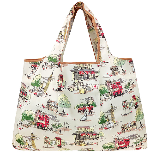 Wrapables Large Nylon Reusable Shopping Bag, Foldable Shopping Tote Bag, Reusable Grocery Bag, Travel Bag, England