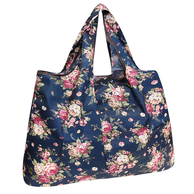 Wrapables Large Nylon Reusable Shopping Bag, Foldable Shopping Tote Bag, Reusable Grocery Bag, Travel Bag, Corsage