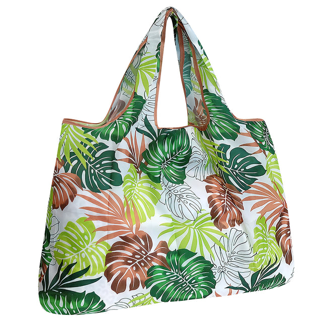 Wrapables Large Nylon Reusable Shopping Bag, Foldable Shopping Tote Bag, Reusable Grocery Bag, Travel Bag, Ferns
