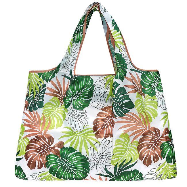 Wrapables Large Nylon Reusable Shopping Bag, Foldable Shopping Tote Bag, Reusable Grocery Bag, Travel Bag, Ferns