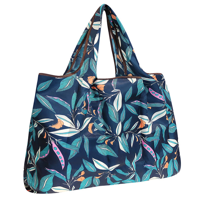 Wrapables Large Nylon Reusable Shopping Bag, Foldable Shopping Tote Bag, Reusable Grocery Bag, Travel Bag, Foliage