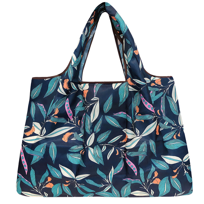 Wrapables Large Nylon Reusable Shopping Bag, Foldable Shopping Tote Bag, Reusable Grocery Bag, Travel Bag, Foliage