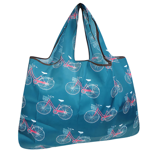 Wrapables Large Nylon Reusable Shopping Bag, Foldable Shopping Tote Bag, Reusable Grocery Bag, Travel Bag, Biycycles