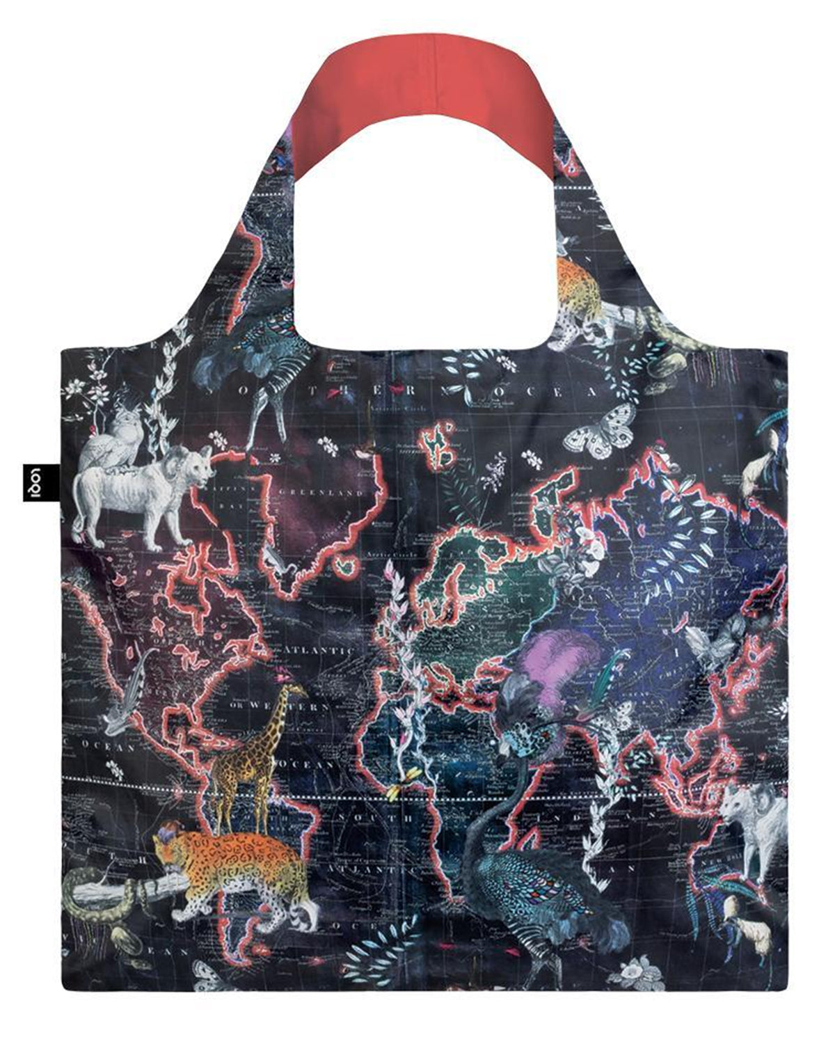 LOQI Artist Kristjana S Williams Interiors World Map Reusable Shopping Bag