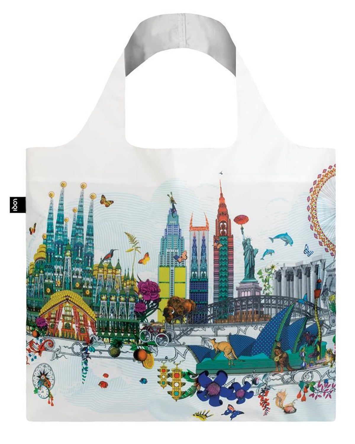 LOQI Kristjana S Williams Interiors Reusable Shopping Bags (Set of 3), New York, London, Skyline