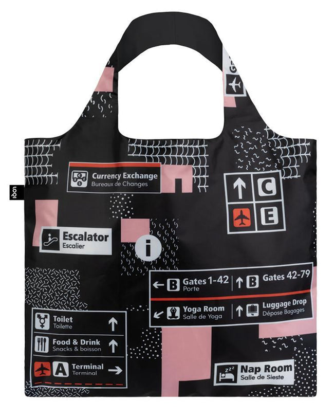 LOQI Airport Reusable Shopping Bags (Set of 3), Arrivals, Departures, Icons