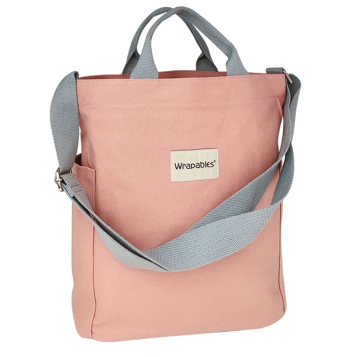 Wrapables Light Pink Corduroy Tote Bag, Casual Everyday Shoulder Handbag