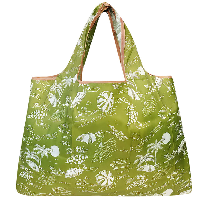 Wrapables Large Nylon Reusable Shopping Bag, Foldable Shopping Tote Bag, Reusable Grocery Bag, Travel Bag, Green Paradise