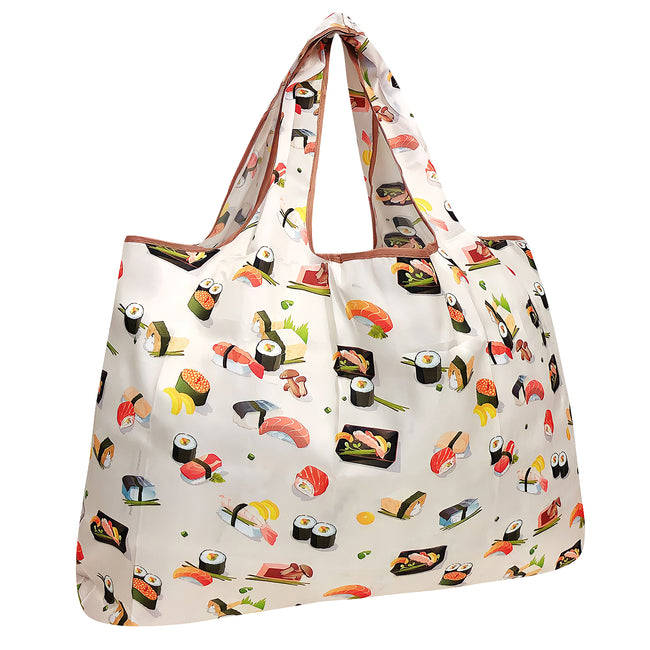 Wrapables Large Nylon Reusable Shopping Bag, Foldable Shopping Tote Bag, Reusable Grocery Bag, Travel Bag, Sushi