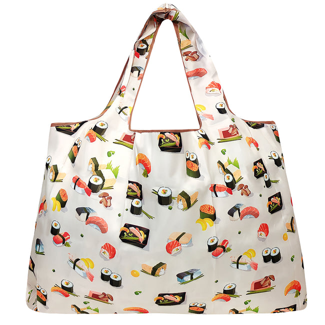 Wrapables Large Nylon Reusable Shopping Bag, Foldable Shopping Tote Bag, Reusable Grocery Bag, Travel Bag, Sushi