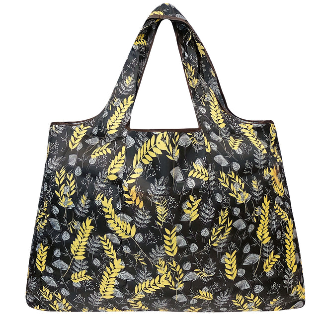 Wrapables Large Nylon Reusable Shopping Bag, Foldable Shopping Tote Bag, Reusable Grocery Bag, Travel Bag, Wheat