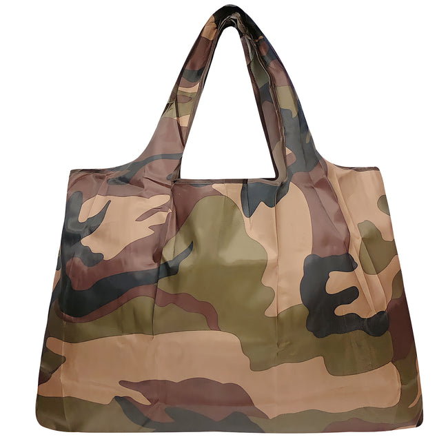 Wrapables Large Nylon Reusable Shopping Bag, Foldable Shopping Tote Bag, Reusable Grocery Bag, Travel Bag, Camo
