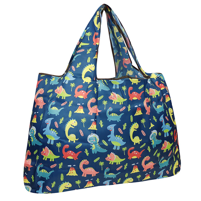Wrapables Large Nylon Reusable Shopping Bag, Foldable Shopping Tote Bag, Reusable Grocery Bag, Travel Bag, Dinosaurs