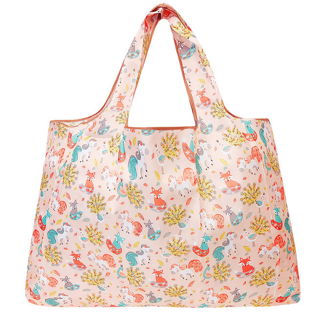 Wrapables Large Nylon Reusable Shopping Bag, Foldable Shopping Tote Bag, Reusable Grocery Bag, Travel Bag, Fantastic Creatures