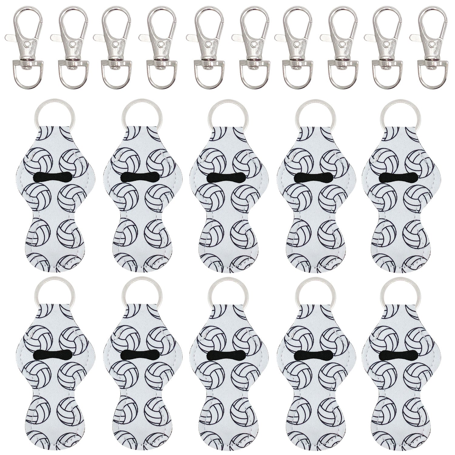 Wrapables 10 Pack Chapstick Holder Keychain with 10 Pieces Metal Clasps