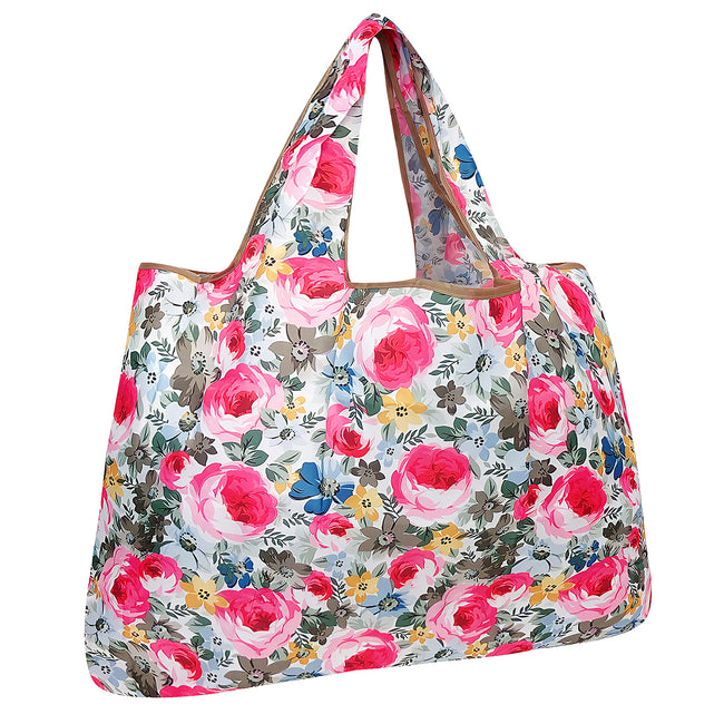 Wrapables Large Nylon Reusable Shopping Bag, Foldable Shopping Tote Bag, Reusable Grocery Bag, Travel Bag, Easter Floral