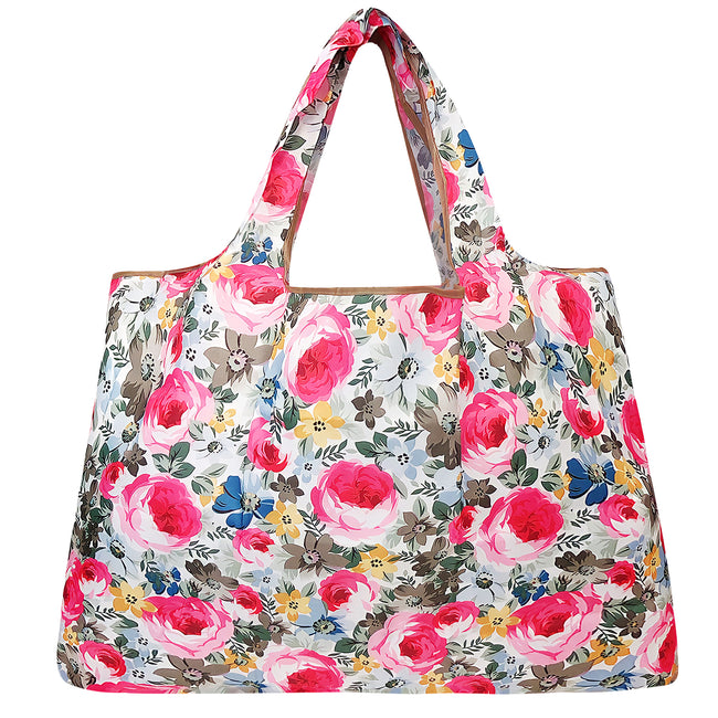 Wrapables Large Nylon Reusable Shopping Bag, Foldable Shopping Tote Bag, Reusable Grocery Bag, Travel Bag, Easter Floral