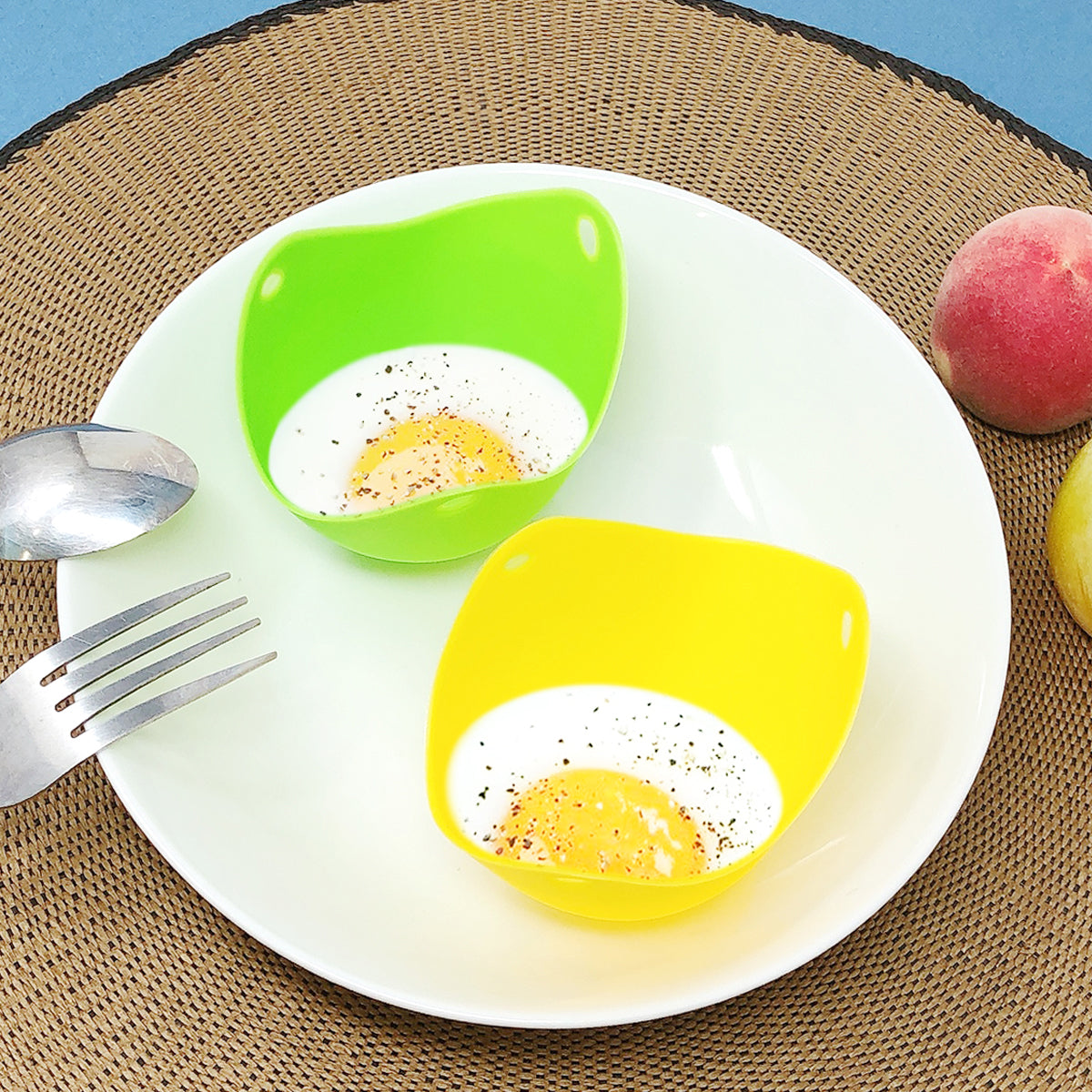 Silicone Non-stick Egg Poachers, Poached Egg Cups for Steaming Microwaving Boiling