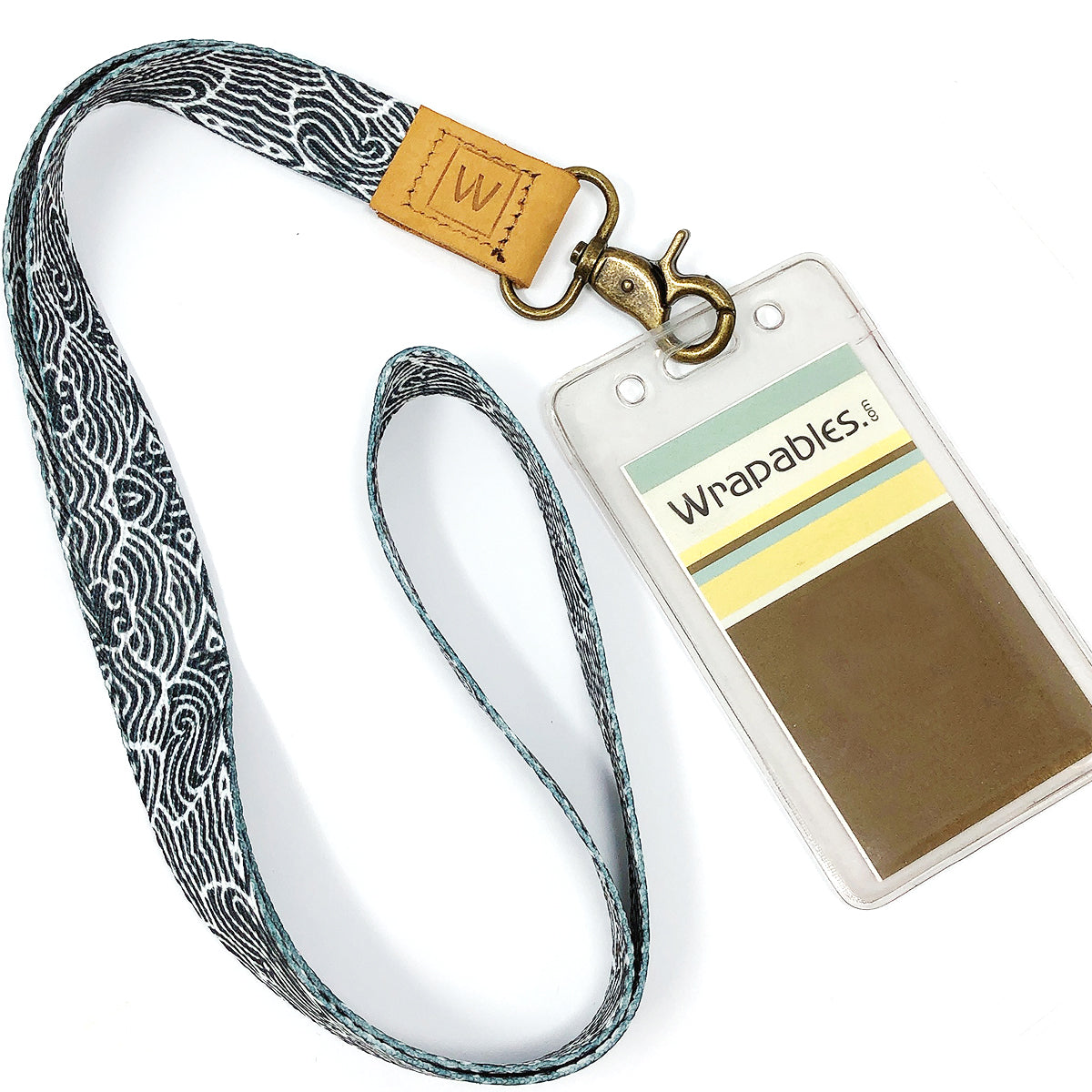 Wrapables Lanyard Keychain and ID Badge Holder Gray Pug