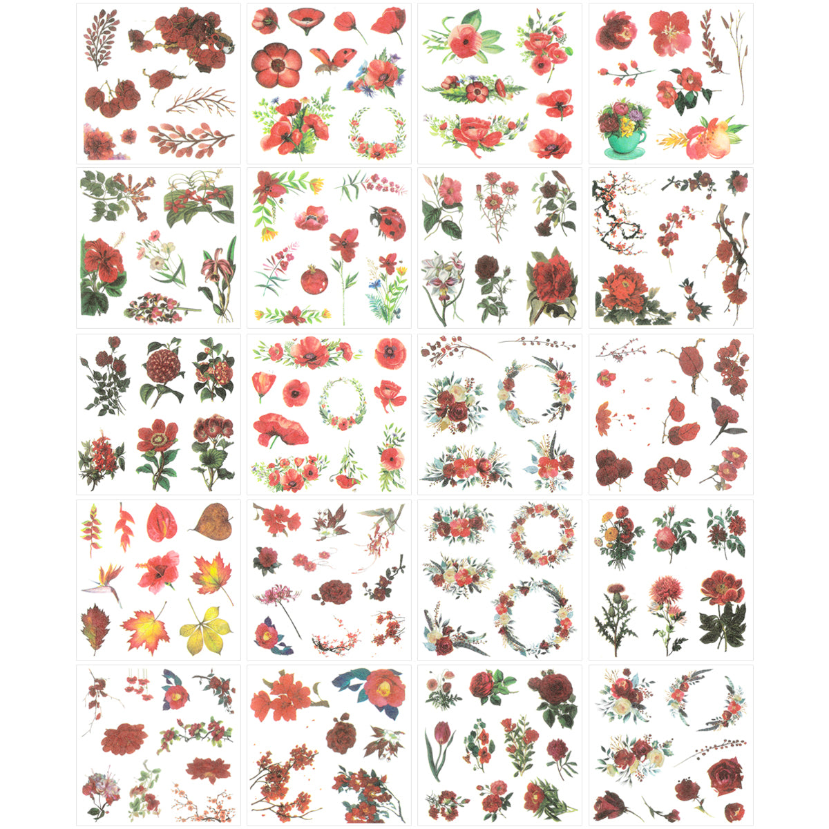 Wrapables Washi Stickers Sets for Scrapbooking, (9 sheets) Leaves and  Flowers, 9 Sheets - Baker's
