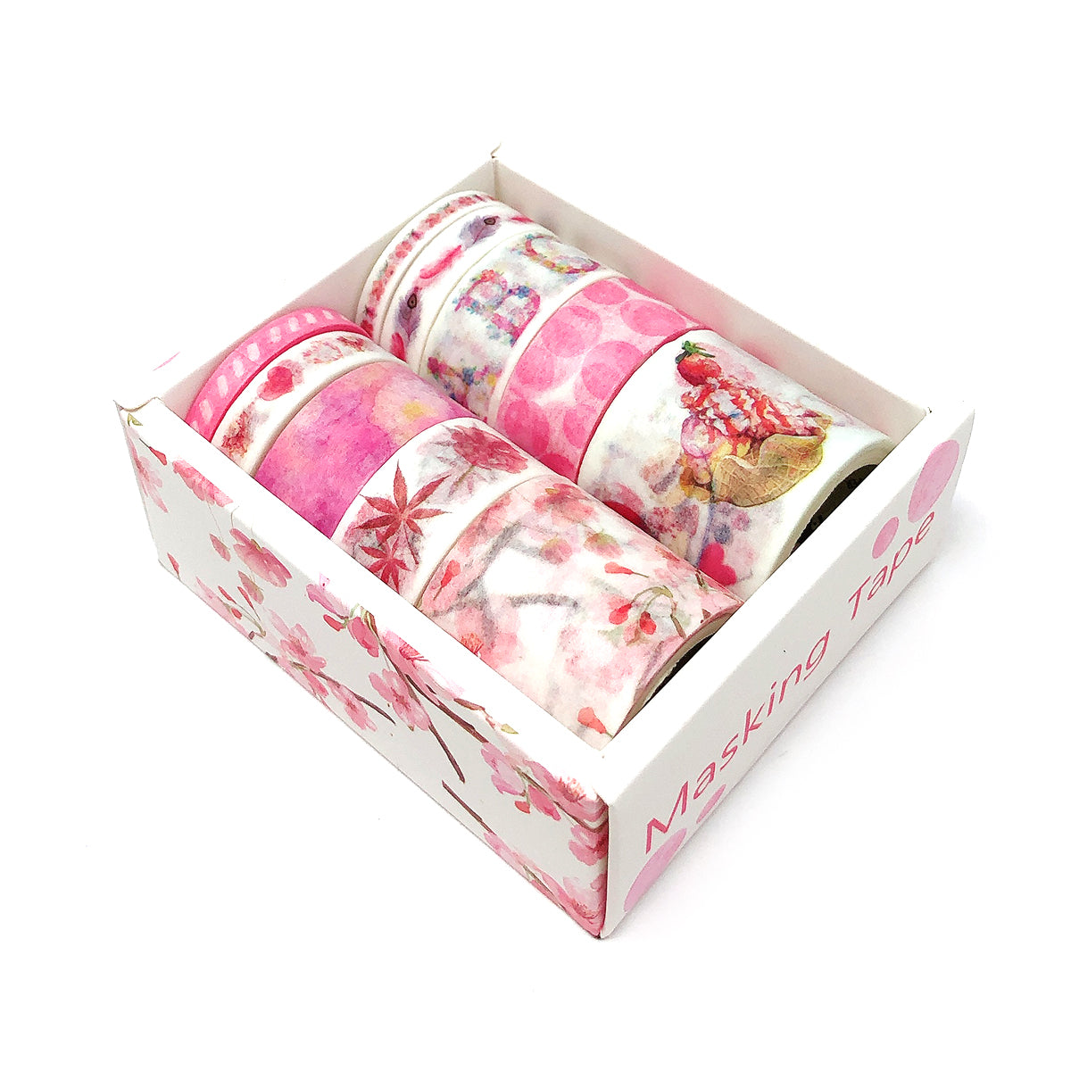 Wrapables Decorative Washi Tape Box Set (10 Rolls) Romantic Pink
