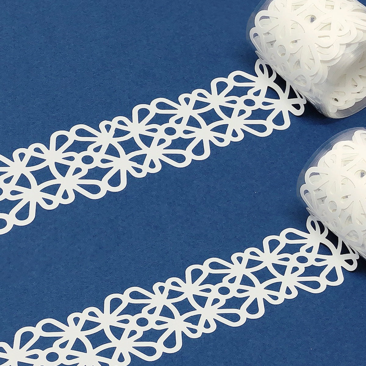 Wrapables Hollow Lace Pattern Washi Masking Tape 2M Length Total (Set of  2), White Geometric, 2 pieces - Baker's