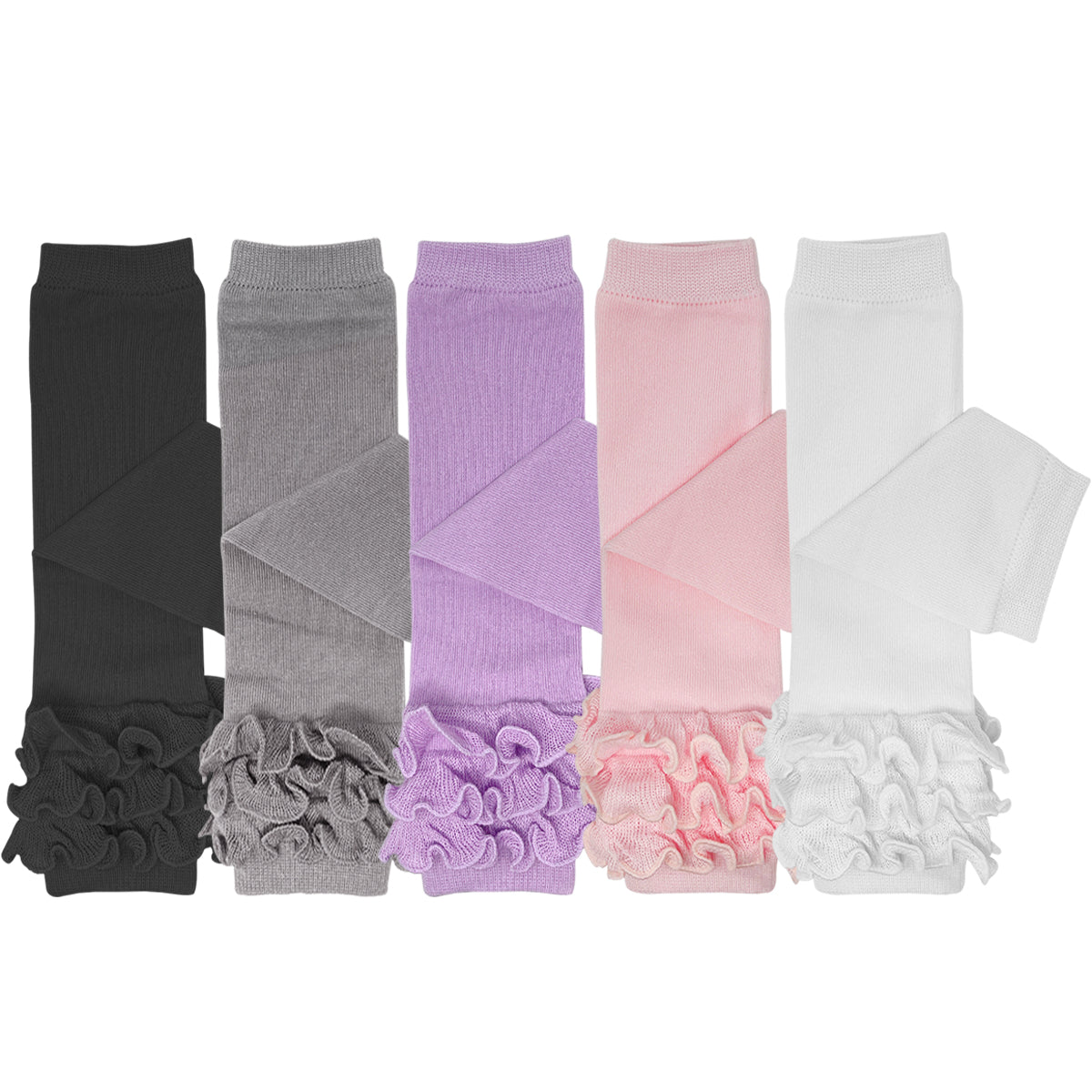 Wrapables Really Ruffly Baby & Toddler Leg Warmers (Set of 5), Black, White, Gray, Pink, Purple