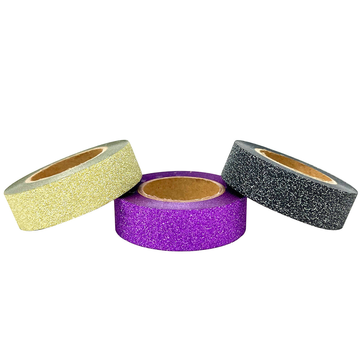 Wrapables Glitter and Shine Washi Tapes Decorative Masking Tapes (Set of 3) Onyx Glitz and Glitter