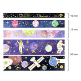 Wrapables Decorative Gold Foil Washi Tape and Sticker Set for Stationery, Diary, Card Making (10 Rolls & 10 Sheets)