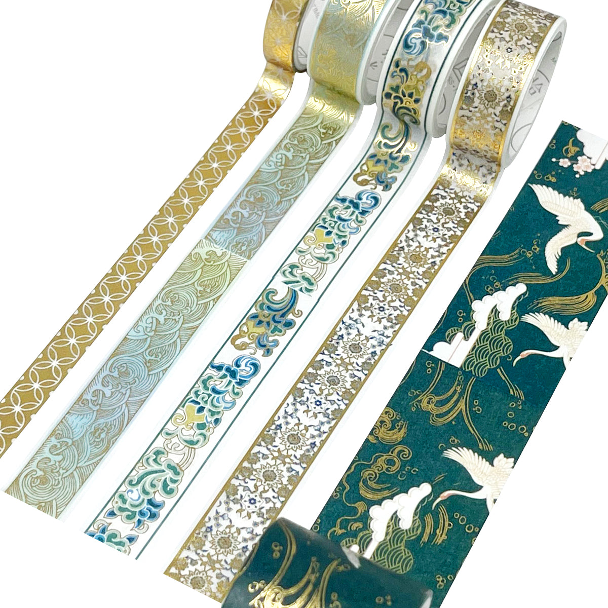 Wrapables Elegant Gold Foil Washi Tape Box Set for Arts & Crafts,  Scrapbooking, Stationery, Diary (12 Rolls)
