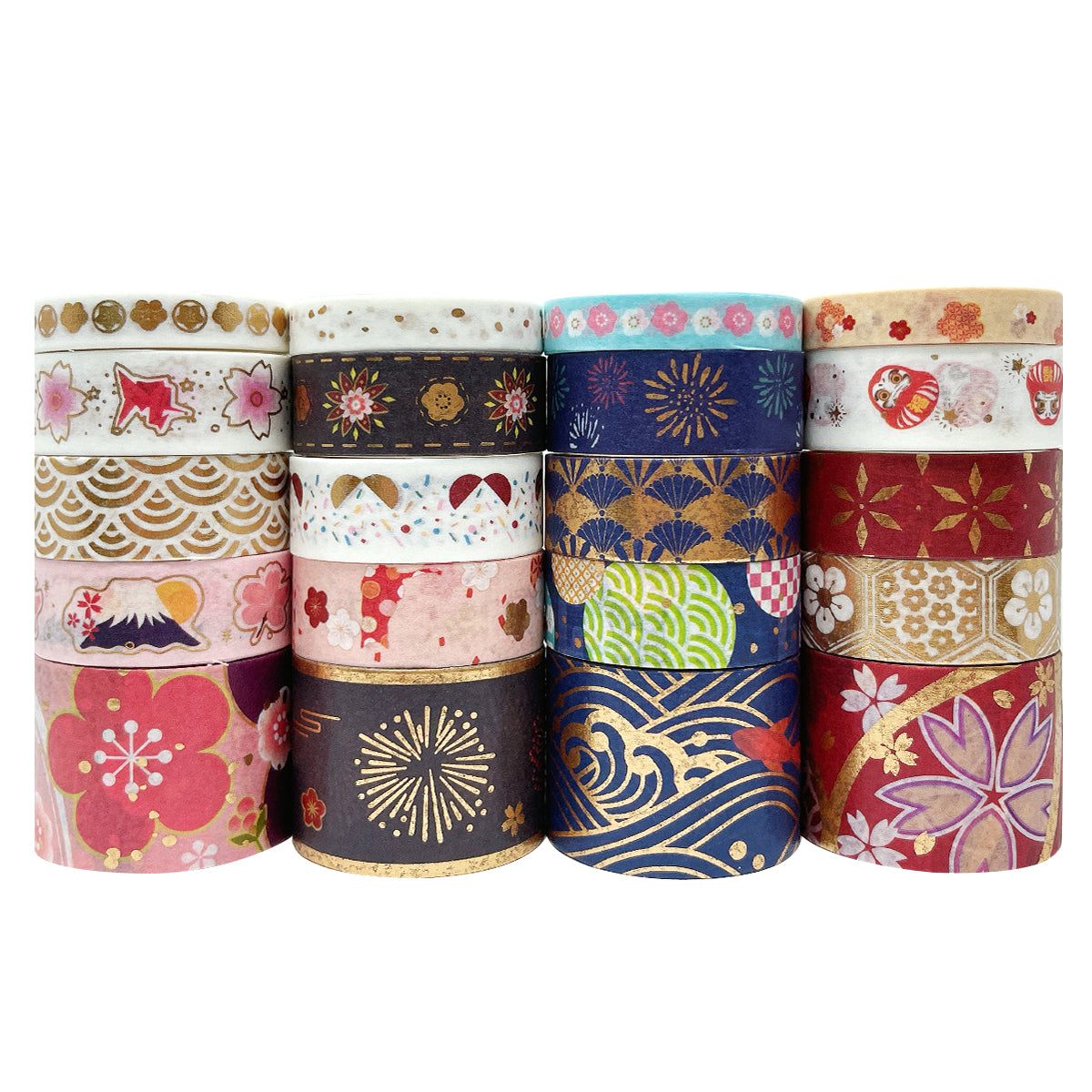 Wrapables Gold Foil & White Washi Tapes Decorative Masking Tapes