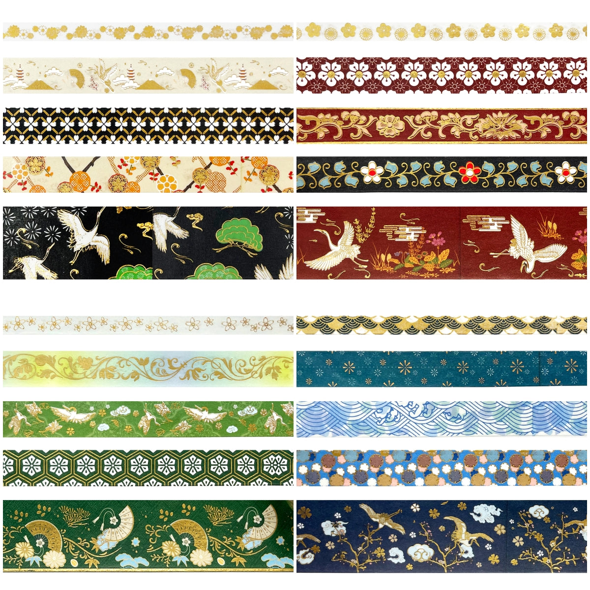Wrapables Decorative Gold Foil Washi Tape Box Set for Arts & Crafts, Scrapbooking, Stationery, Diary (10 Rolls) Midnight