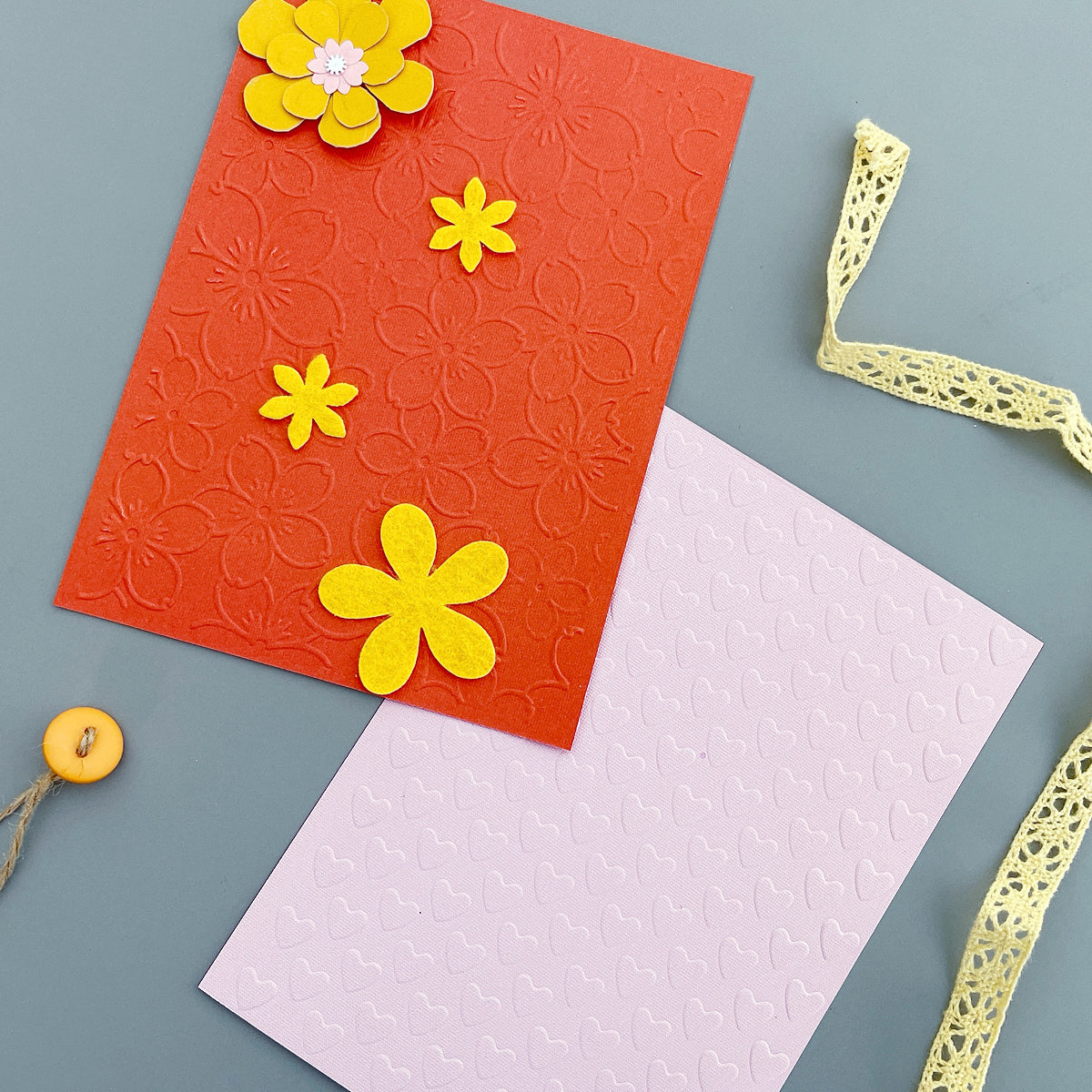 LANGFON Lace Flower Embossing Folders for Card Making, Flowers Frame Background DIY Plastic Template Photo Album Card Paper Handmade Scrapbooking