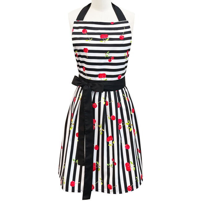 Wrapables Cherries and Stripes Flirty Apron