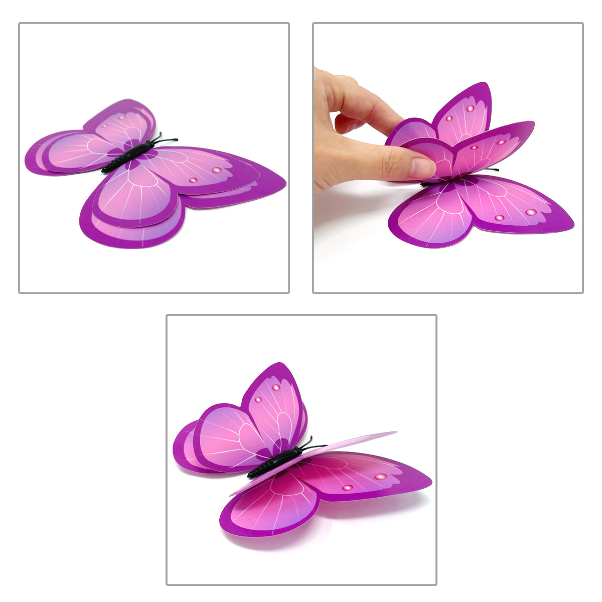 Wrapables 3D Double Wings Butterfly Decorative Wall Decor Stickers, Decals for Bedroom (24 Pcs) Pink