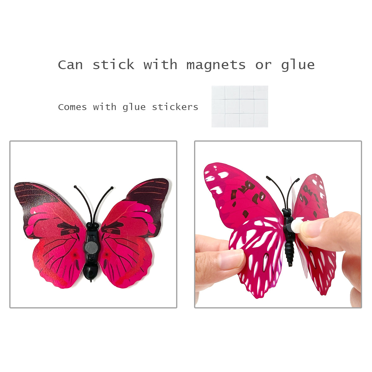 Wrapables 3D Double Wings Butterfly Decorative Wall Decor Stickers, Decals for Bedroom (24 pcs)