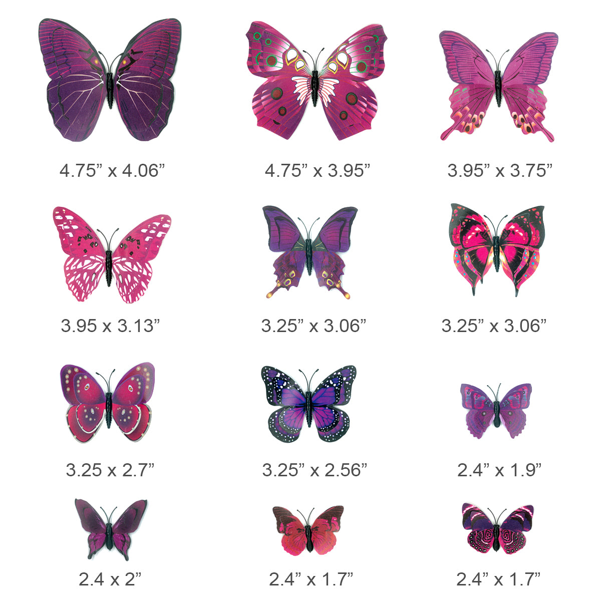 Wrapables 3D Double Wings Butterfly Wall Decor Stickers for Bedroom (24  pcs), Purple, 24 Pieces - Fry's Food Stores