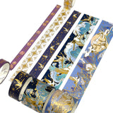 Wrapables Decorative Gold Foil Washi Tape and Sticker Set for Stationery, Diary, Card Making (10 Rolls & 10 Sheets)