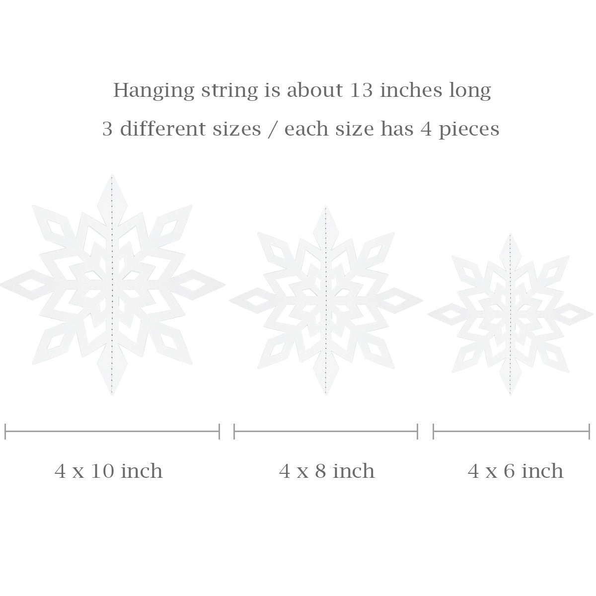 Wrapables 3D Hanging Snowflake Decorations for Christmas, Winter, New Year Parties (Set of 12)
