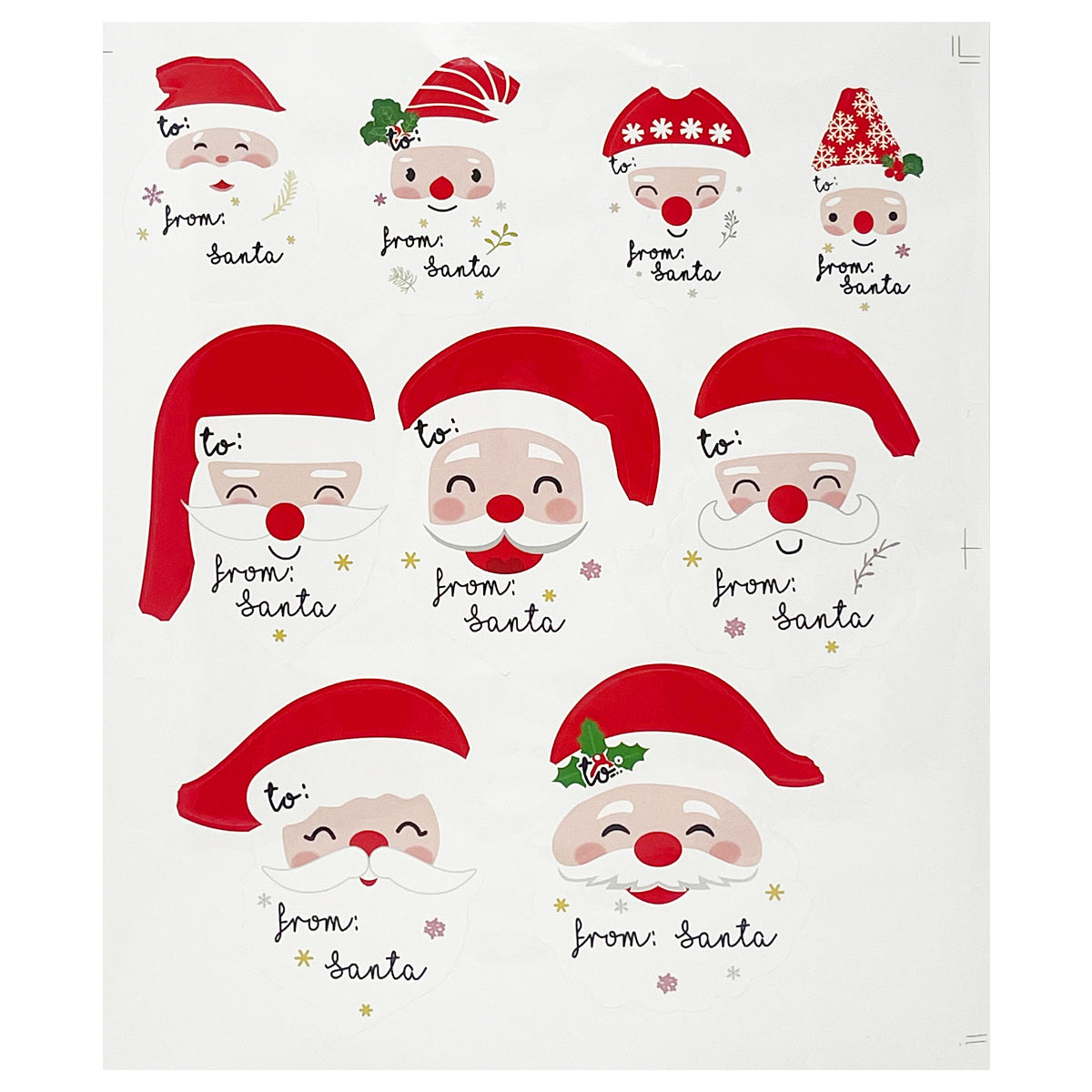 Wrapables Santa Claus Sticker Labels, Christmas Holiday Name Tags