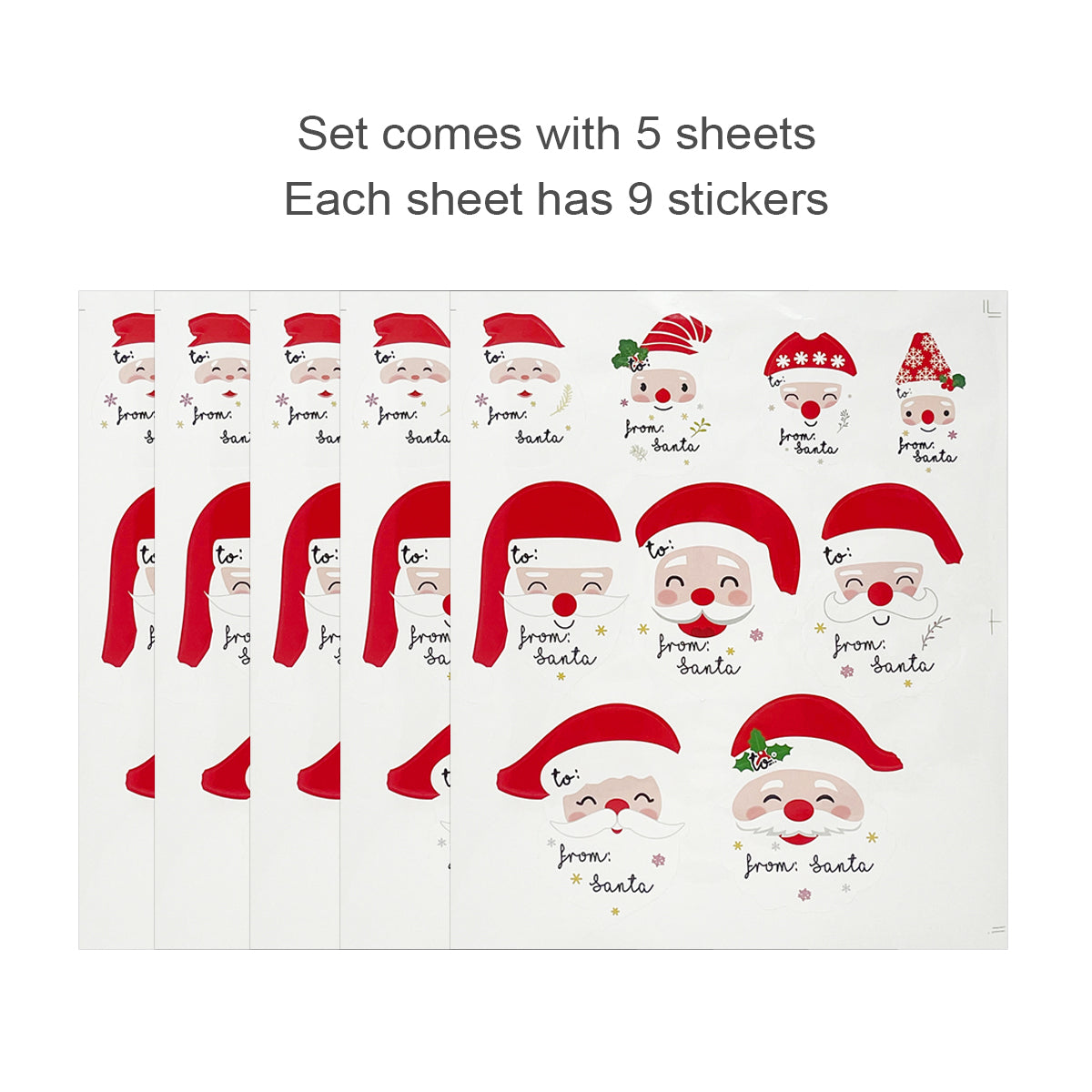 Wrapables Santa Claus Sticker Labels, Christmas Holiday Name Tags for Gifts & Stationery (45pcs)