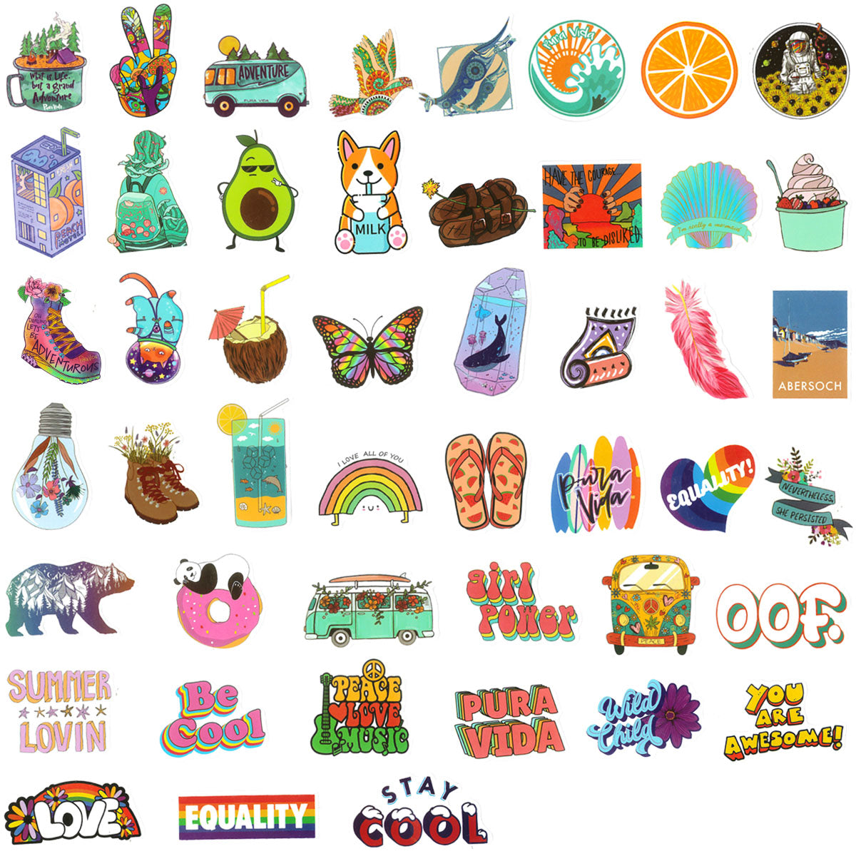 Wrapables Waterproof Vinyl Stickers for Water Bottles, 100pcs, Cuteness,  100 Pieces - QFC