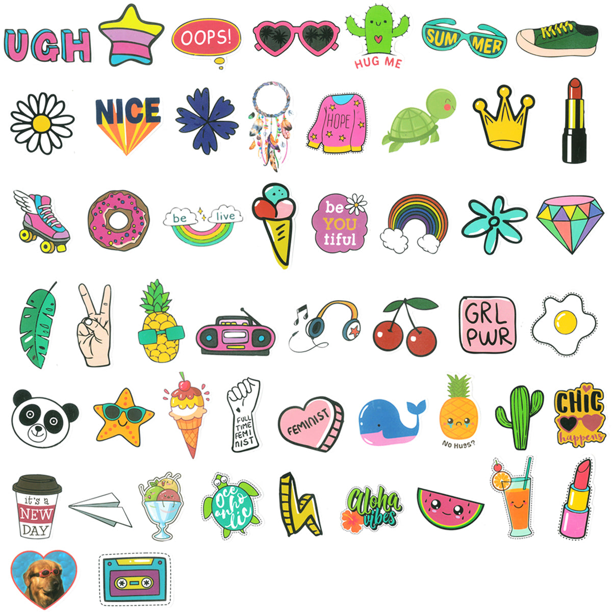 Wrapables Waterproof Vinyl Stickers for Water Bottles, 100pcs, Cuteness,  100 Pieces - QFC
