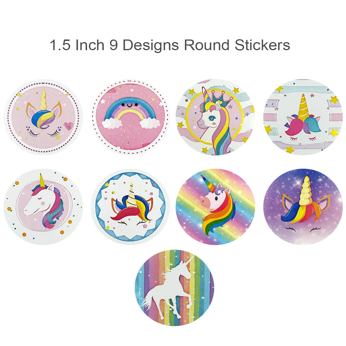 Wrapables 1.5 inch Unicorn Stickers Roll, Sealing Stickers and Labels for Cards, Envelopes, Bags, Gift Boxes, Festive Party Favors (500pcs)
